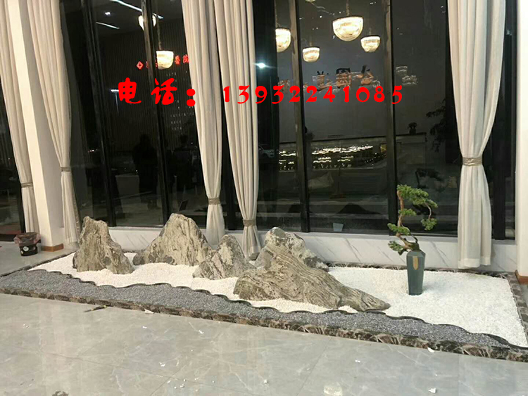 室内景观石组合摆件泰山石切片沙盘酒店装饰